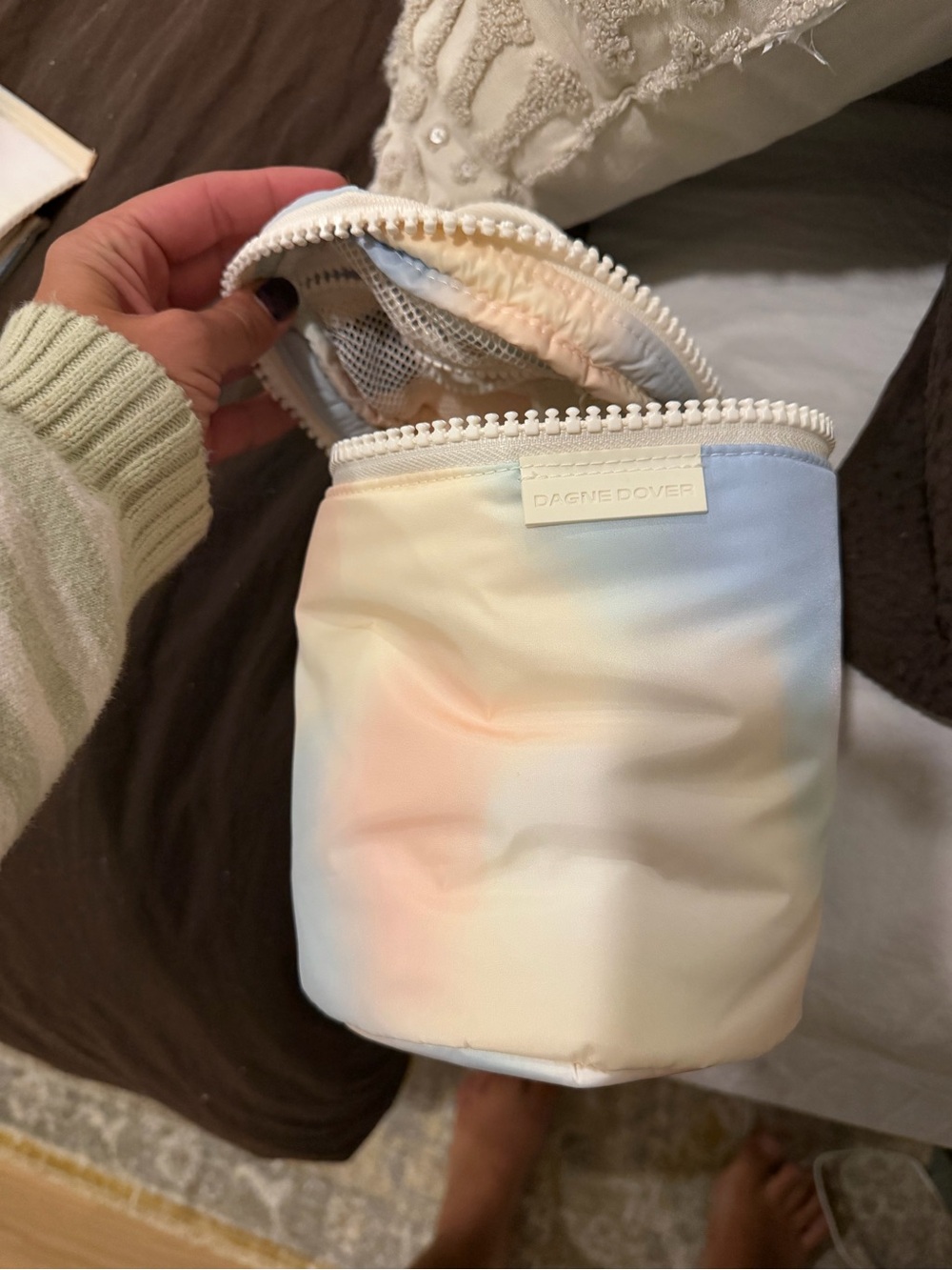 Dagne Dover Pastel Tie-Dye Round Cosmetic Pouch - Blue, Pink, Cream